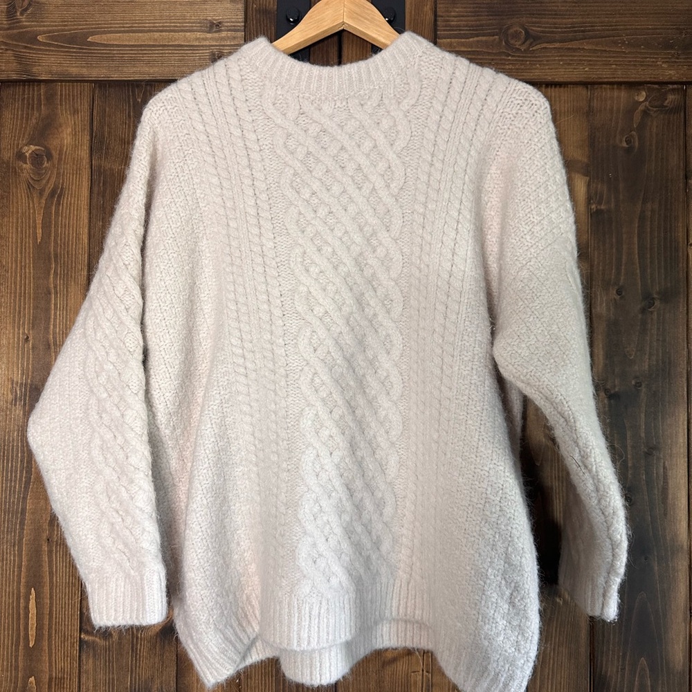 Cozy Cream Cable Knit wool blend heavy Sweater